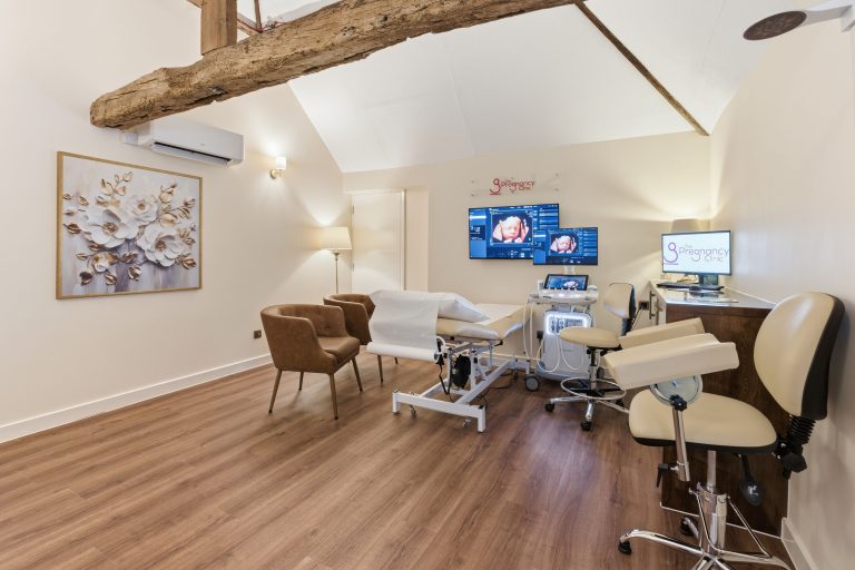 Ultrasound scan room at The Pregnancy Clinic